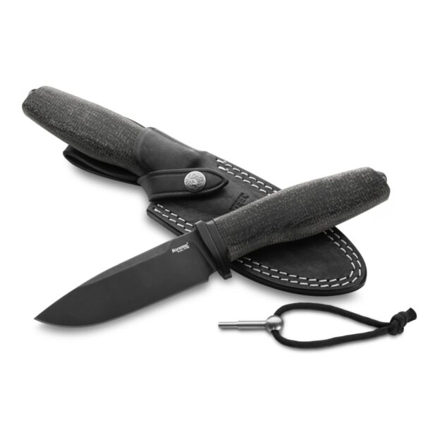 Lionsteel noz ACHA M390 black blade black burlap micarta