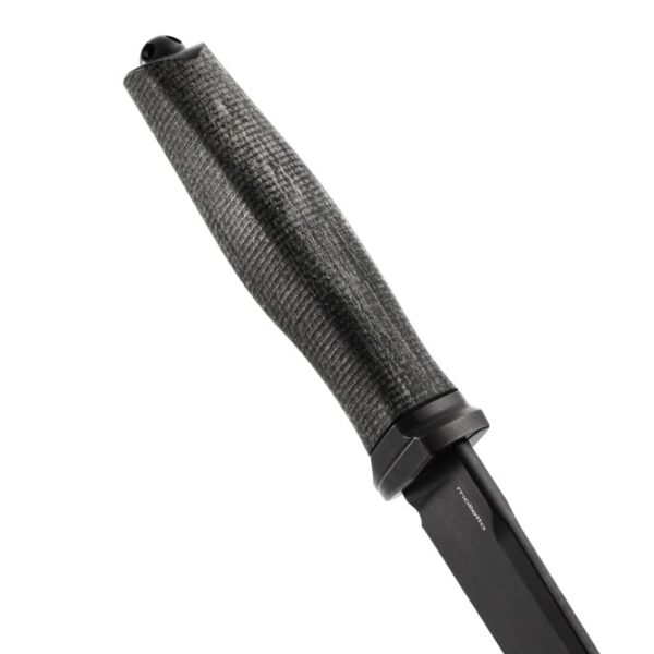 Lionsteel noz ACHA M390 black blade black burlap micarta rukohvat bolster