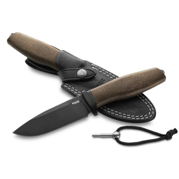 Lionsteel noz ACHA M390 black blade green burlap micarta