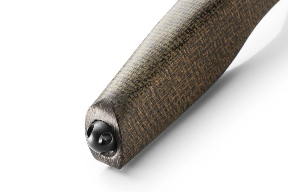 Lionsteel noz ACHA M390 black blade green burlap micarta rukohvat screw