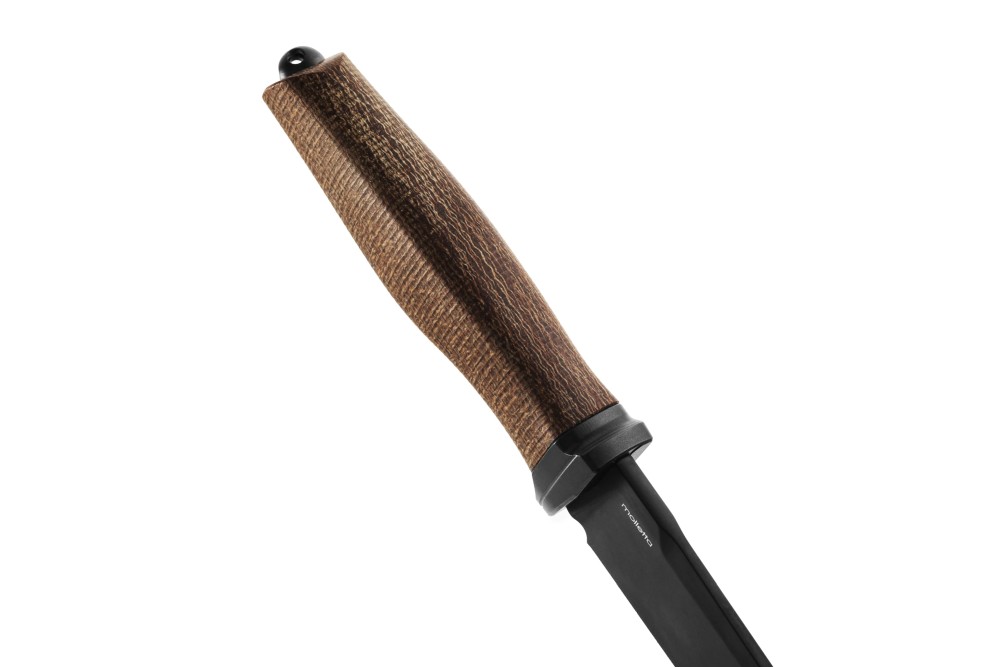 Lionsteel noz ACHA M390 black blade natural burlap micarta rukohvat bolster