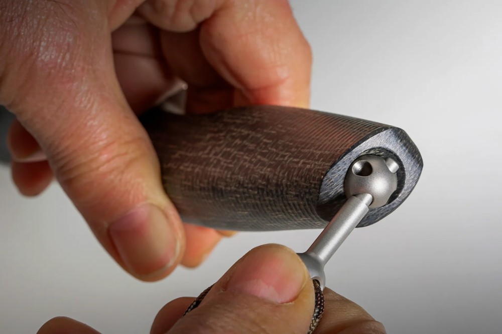 Lionsteel noz ACHA M390 saten black burlap micarta rukohvat screw hand